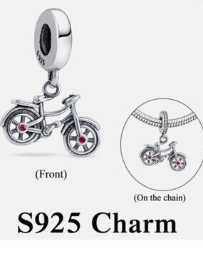 S925 Sterling Silver Bike Scooter Riding Scooter Pendant Charm Necklace Bracelet